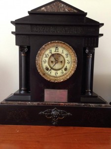 The prize for the winner, an English Carriage Clock
